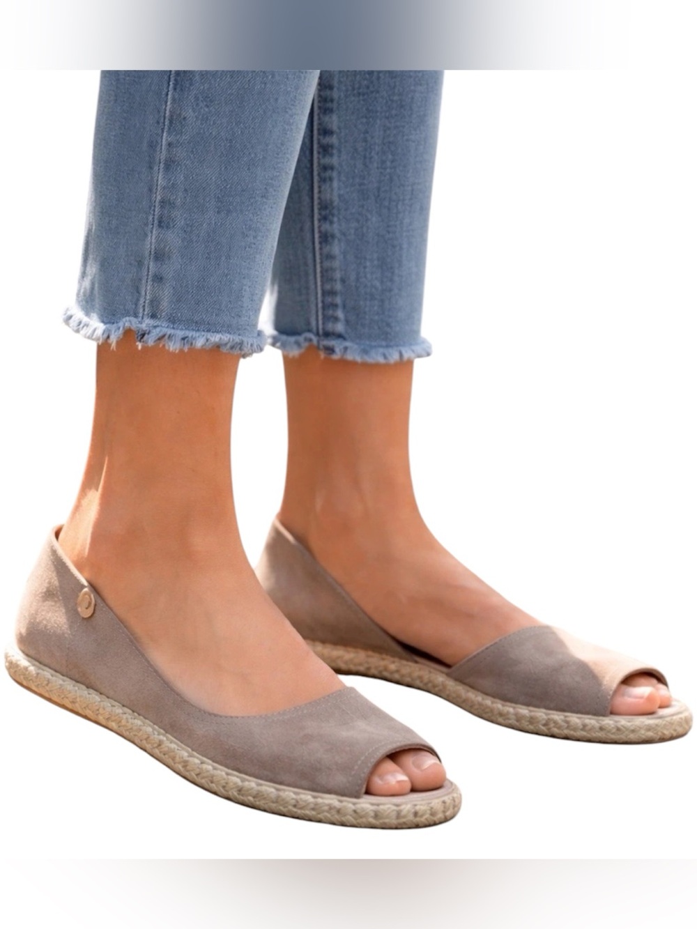 NEW Verbenas Genuine Suede Leather Peep-toe Espadrilles Flats Size 9 (40 EU)